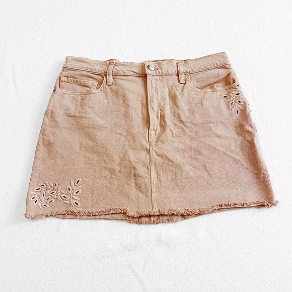 Frame Dusty Rose Pink Leather Denim Jeans Eyelet Skirt SZ30 - Picture 5 of 7